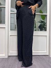 A02054 crep kumaş dökümlü taşlı pantolon