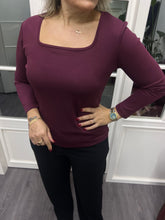 A02177 bordo kare yaka modal kumaş bluz