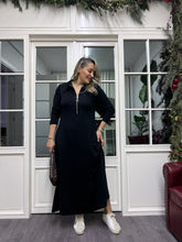 A02260 yakalı fermuarlı elbise