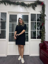 A02321 siyah örgü desen triko standart beden elbise