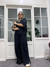 A01958 siyah owersize keten takım