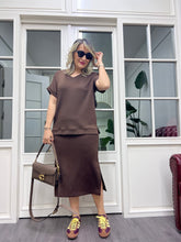 A01813 coffee modal skirt blouse set