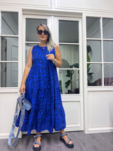 A02036 sax mavisi viskon kumaş elbise