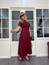A02487 bordo likralı modal Çan elbise