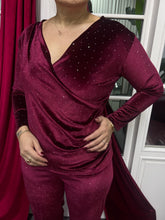 A02200 kadife likralı taşlı bluz