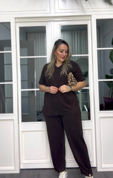 A02312 kahve modal kumaş eşofman takımı