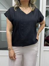 A01873 crep kumaş siyah bluz