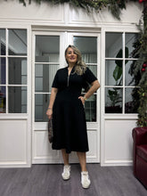 A02275 fermuarlı likralı cepli elbise