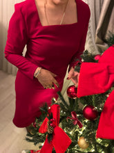 A01679 likra kumaş kare yaka midi elbise