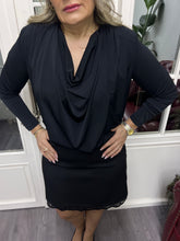 A02271 likralı degaje siyah bluz