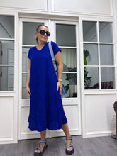 A02036 sax mavisi viskon kumaş elbise