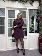 A02259 mürdüm fiyonklu elbise