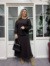 A02236 kahve bluz takımlı elbise