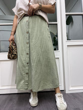 A01987 açık yeşil pamuklu keten etek