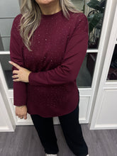 A02179 bordo taşlı modal sweat