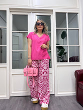 A01876 fuşya crep kumaş bluz