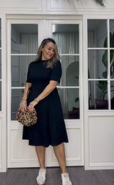 A02291 yanı kemerli likralı elbise