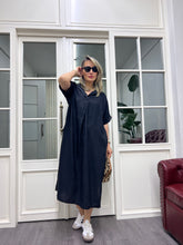 A01865 crep kumaş kemerli bol elbise