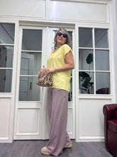 A01874 sarı crep kumaş bluz