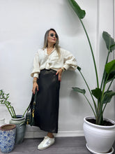 A01418 simli crep kumaş beli lastikli etek