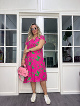 A02569 pink viscose patterned dress