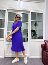 A01915 yakalı pilili müslin mor elbise