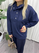 A01706 yaka çıtçıtlı bol kalıp likralı sweat