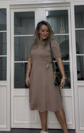 A02292 kemerli likralı Çan elbise