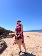 A01901 ipli viskon kumaş desenli elbise