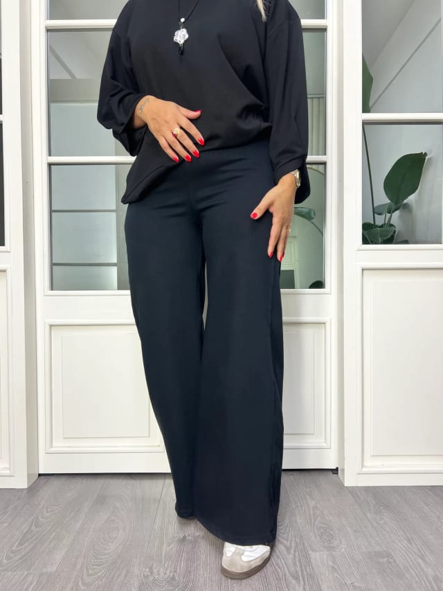 A02761 siyah likralı beli lastikli esnek pantolon