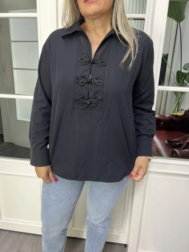 A02786 siyah poplin gömlek