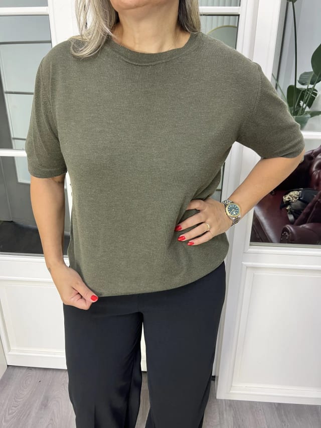 A02794 ithal triko pamuklu haki bluz