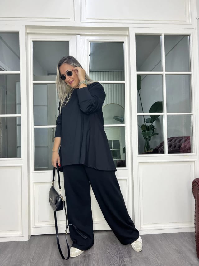 A02799 overce sırt kısmı Poplin beli lastikli modal  kumaş takım