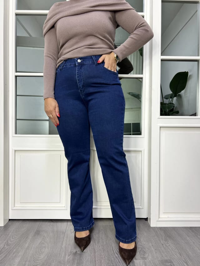 A02814 likralı lacivert ince kot pantolon