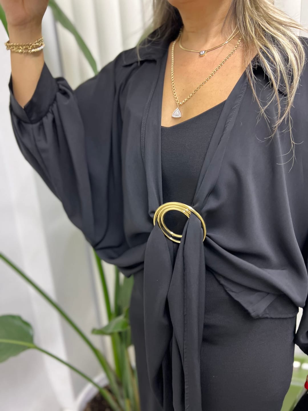 A01382 standart beden crep dökümlü gömlek