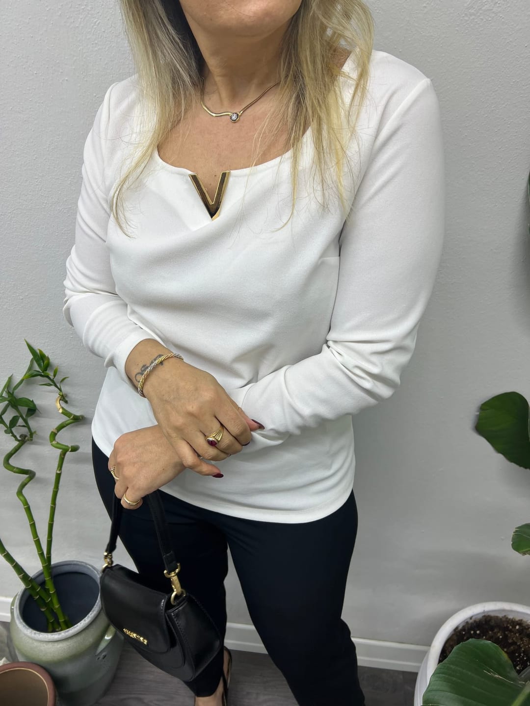 A01685 önü metal likra bluz