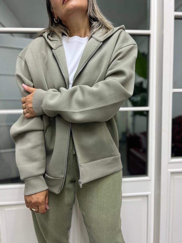 A02059 fermuarlı kapişonlu sweat