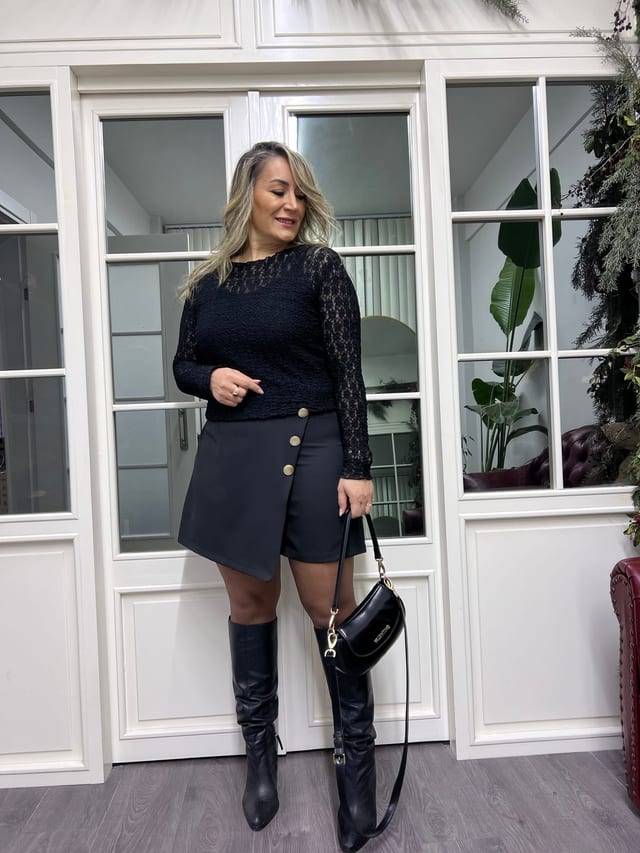 A02251 düğmeli şort etek