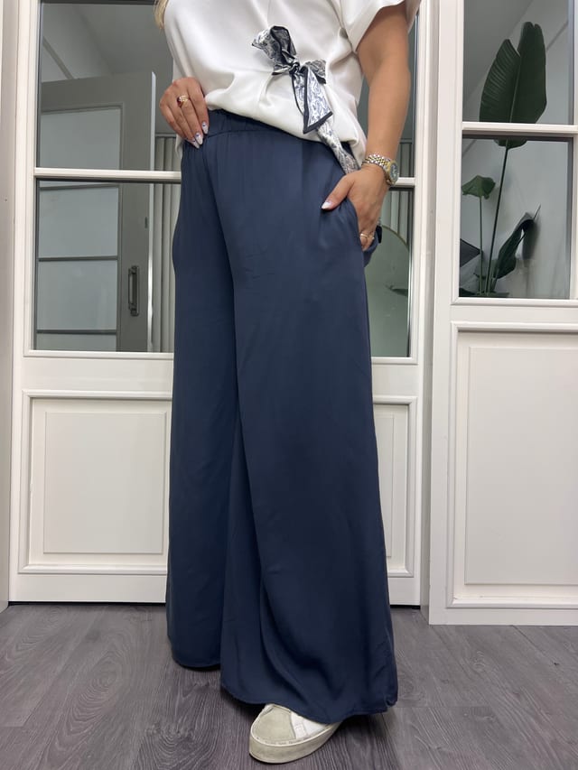 A02611 gri beli lastikli bol kesim pantolon