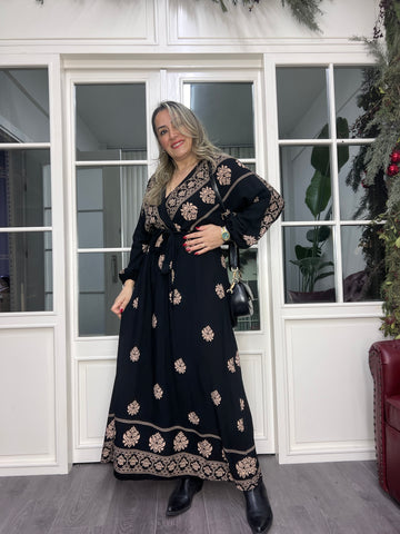 A02334 kruvaze beli lastikli elbise