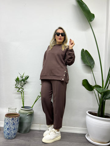 A01601 kahve likralı modal kumaş eşofman