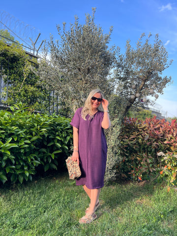 A02476 purple V-neck ayrobin with necklace