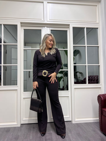 A02145 ispanyol paça likralı pantolon