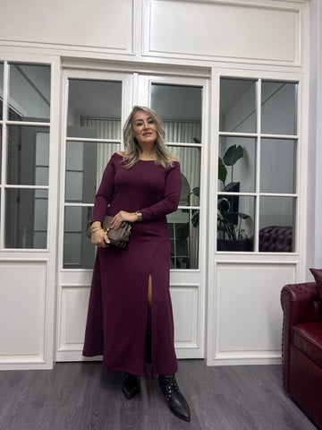 A02174 bordo modal kumaş Madonna elbise