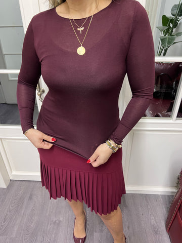 A02304 bordo pamuklu bluz