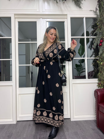 A02334 kruvaze beli lastikli elbise