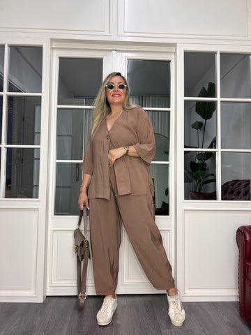 A02636 tensel dökümlü kumaş crep takım