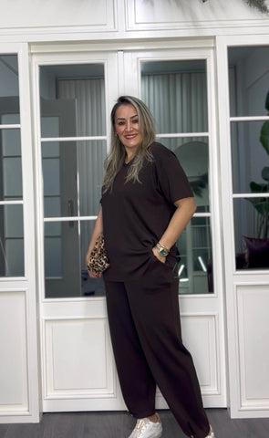 A02312 kahve modal kumaş eşofman takımı