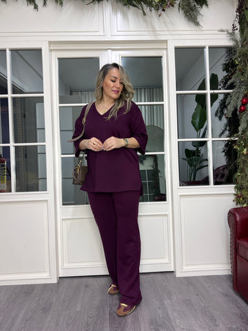 A02359 bordo modal kumaş likralı takım