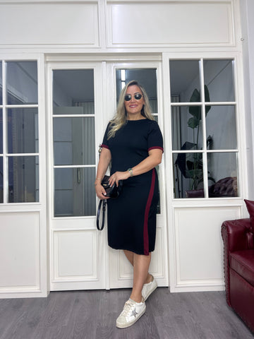 A02604 siyah likralı modal kumaş elbise